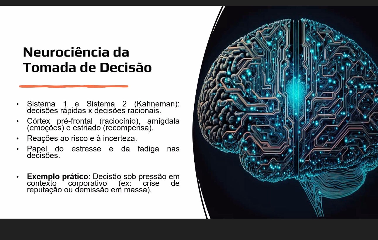 Última aula do curso “Introdução: Neurociência Aplicada à Liderança” traz reflexões sobre tomada de decisão e resolução de problemas
